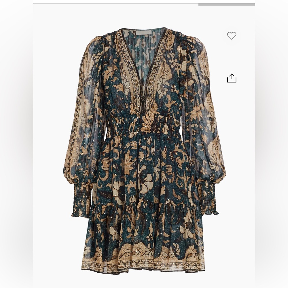 ULLA JOHNSON ROSETTA FLORAL SILK MINI DRESS